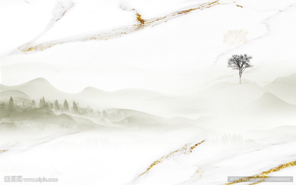 高清 高档客厅山水 tif分层