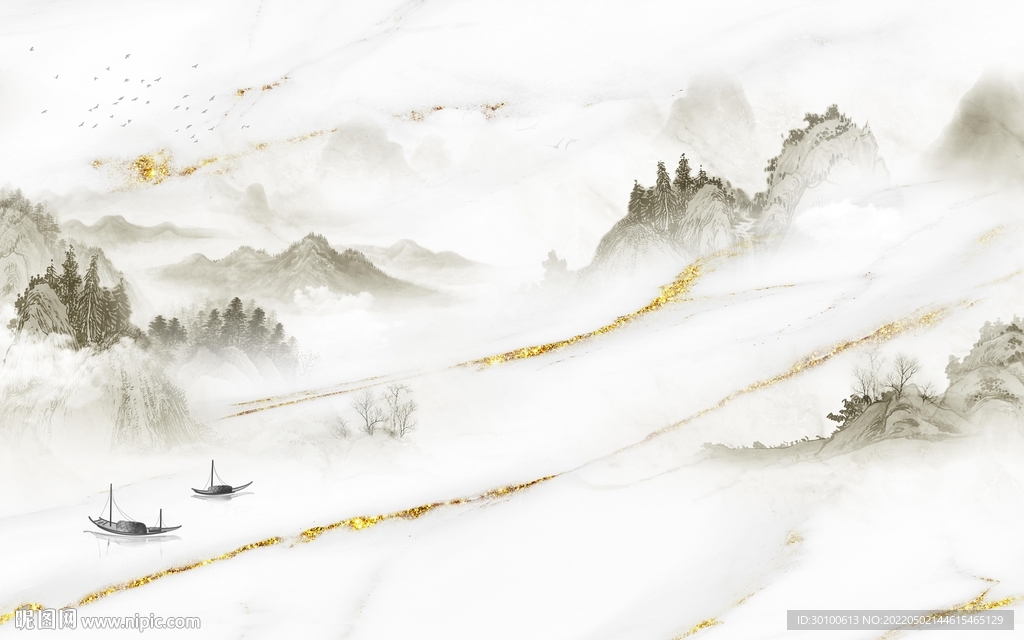 别墅客厅新款山水 tif分层