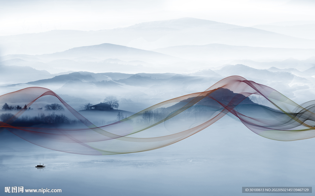 线条客厅新款山水 tif分层