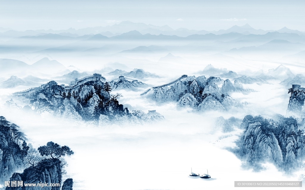 中国风客厅新款山水 tif分层