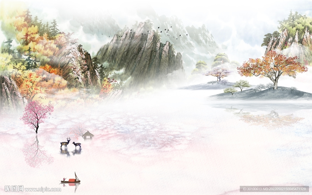 简约 客厅新款山水 tif分层