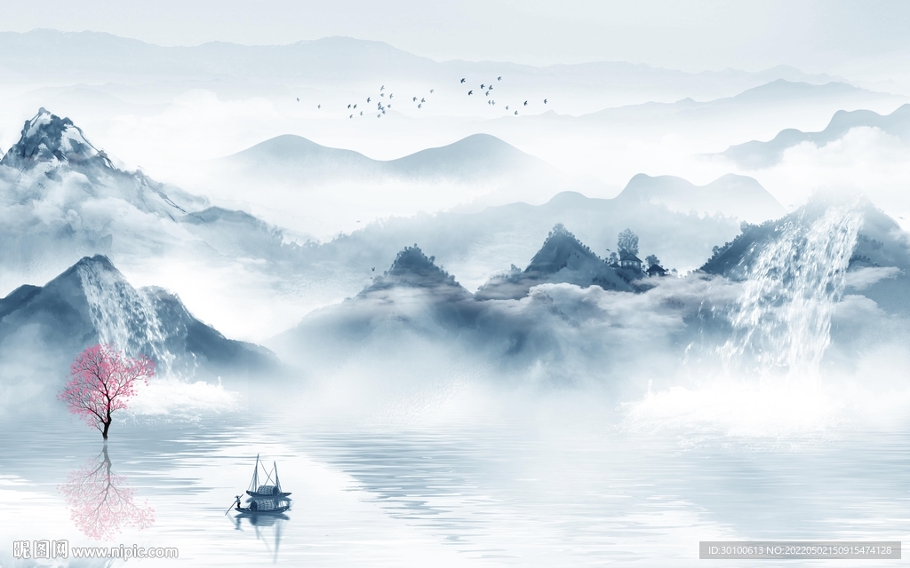 高清 客厅新款山水 tif分层