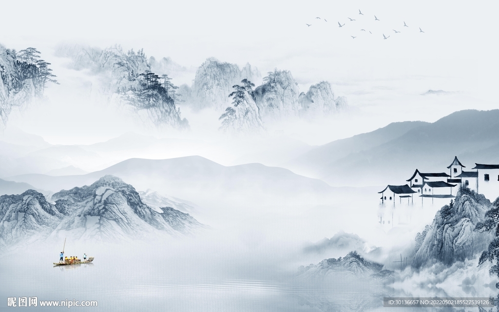 高清 电视山水背景 tif分层