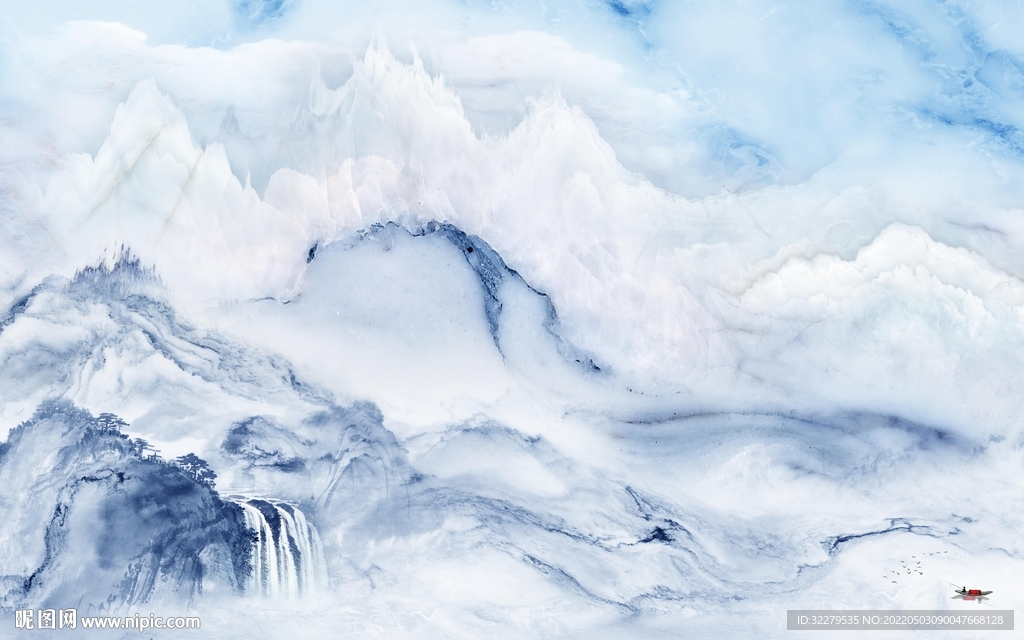 石纹客厅高端山水 TIF分层