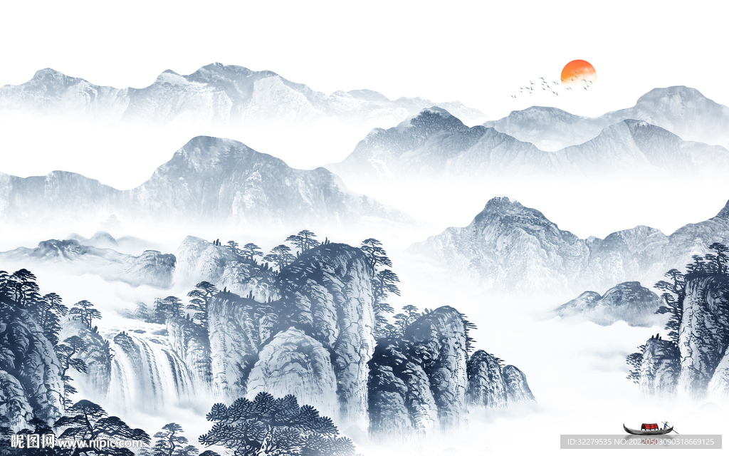 简约客厅高端山水 TIF分层