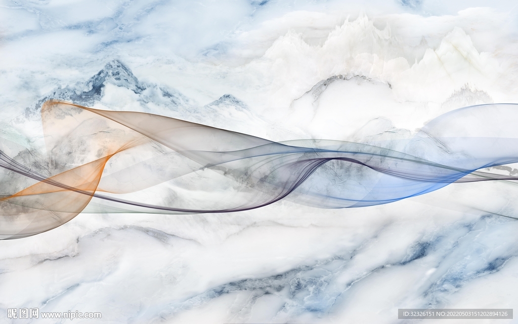 客厅高端山水背景 tif分层