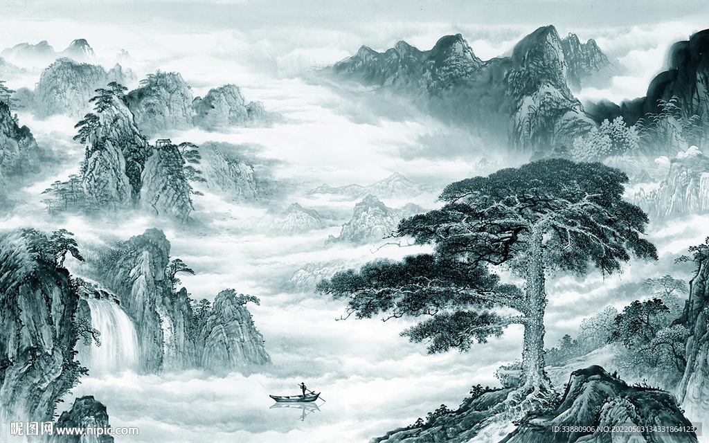 简约高档新款山水 tif分层