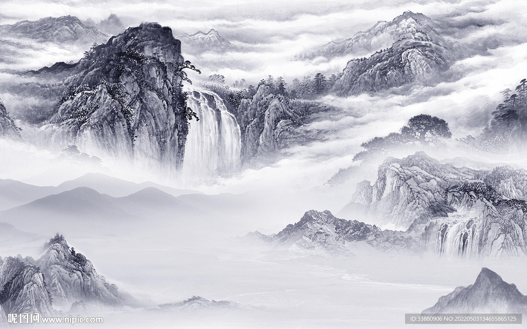 中式高档新款山水 tif分层