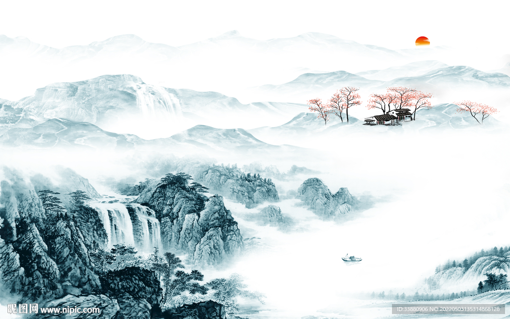 中国风高档新款山水 tif分层