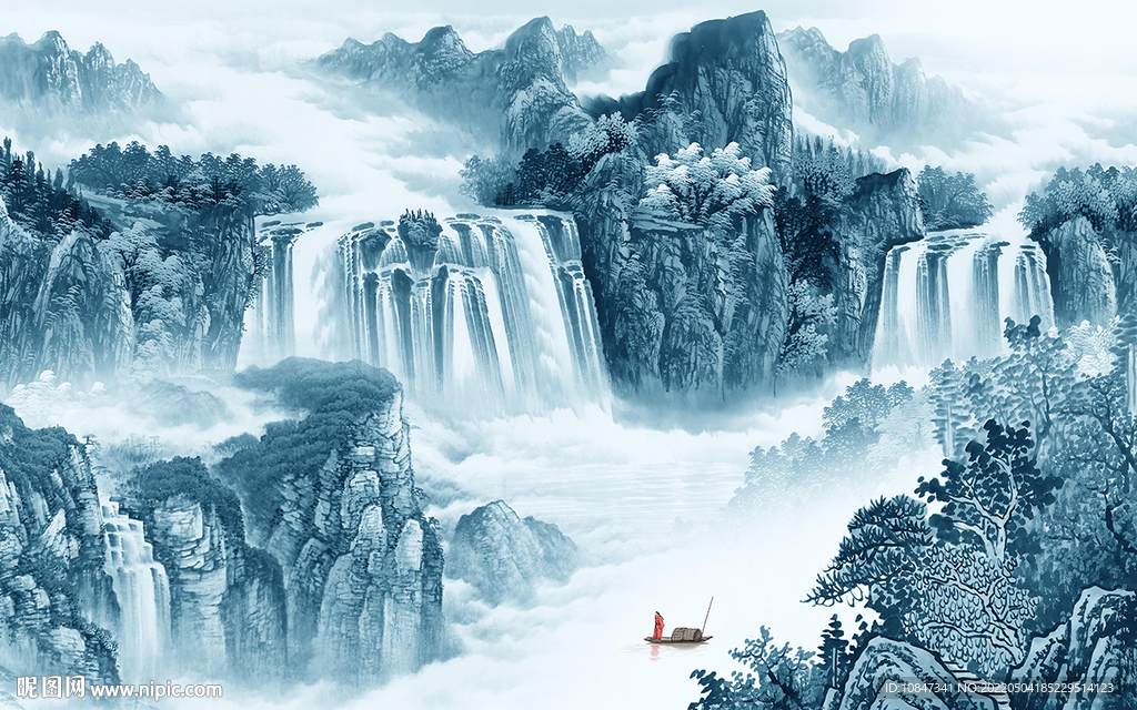 中式 意境客厅山水 TIF分层