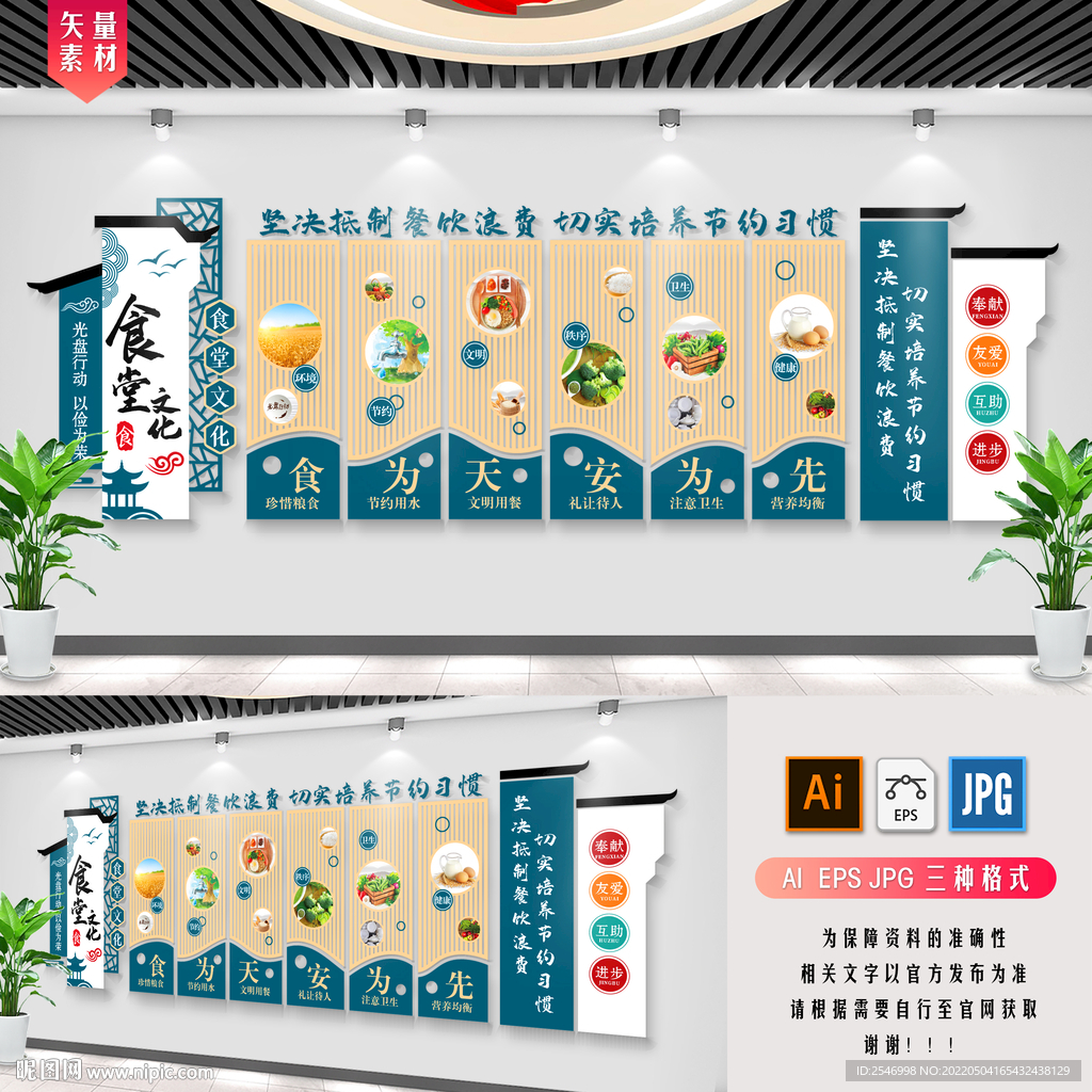  节约粮食珍惜粮食食堂文化墙