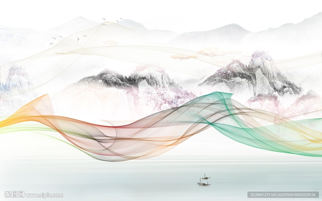 大气简约背景山水 TIF分层