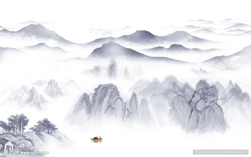 高档 简约背景山水 TIF分层