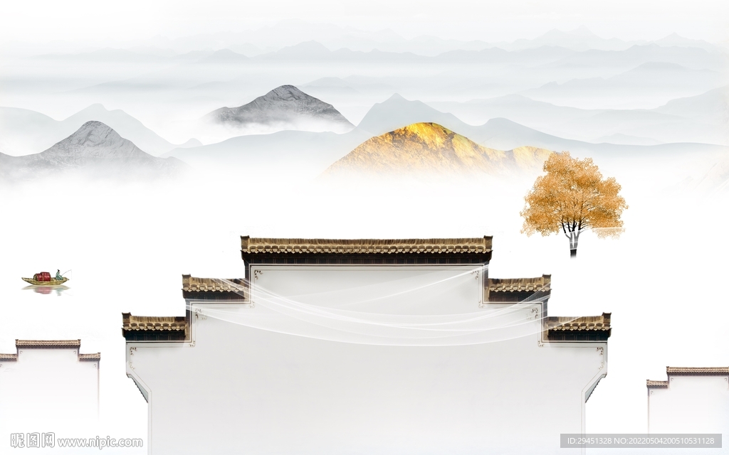 徽派爆款现代山水 tif分层