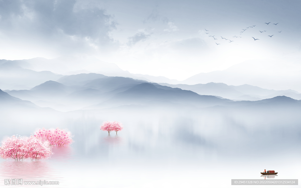 高清爆款现代山水 tif分层