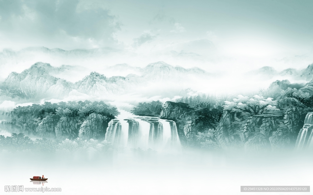 高档 爆款现代山水 tif分层