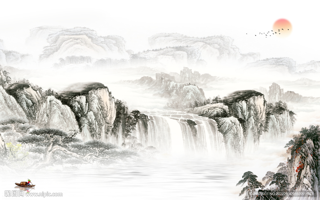 国画高端人气山水 TIF分层