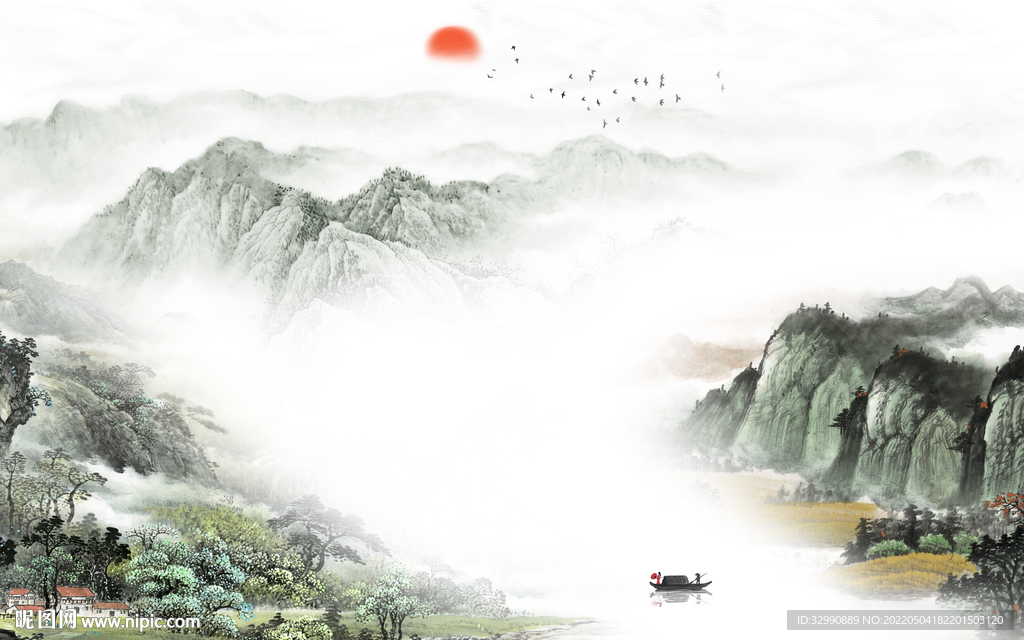 中式现代意境山水 TIF分层