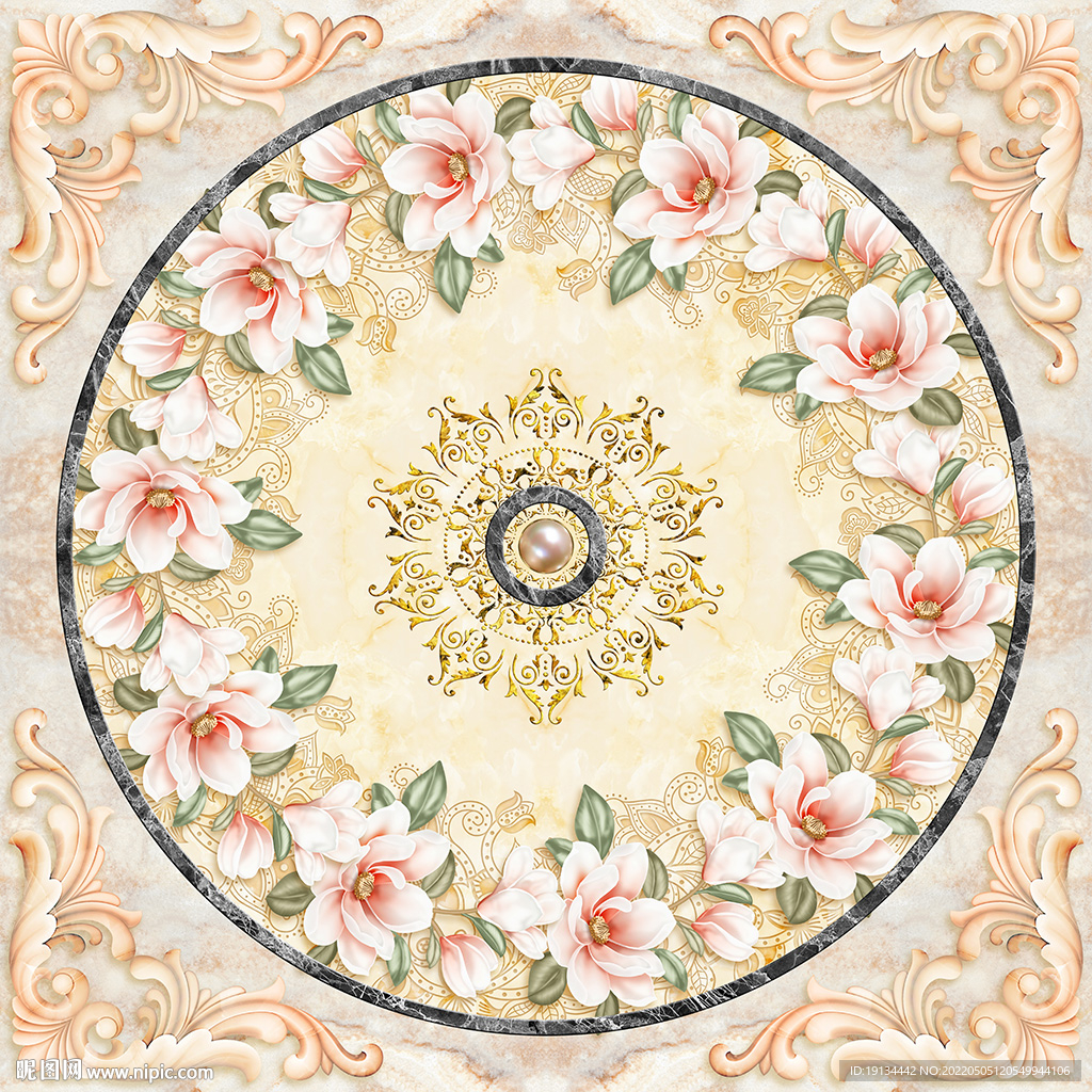 欧式花纹天顶壁画