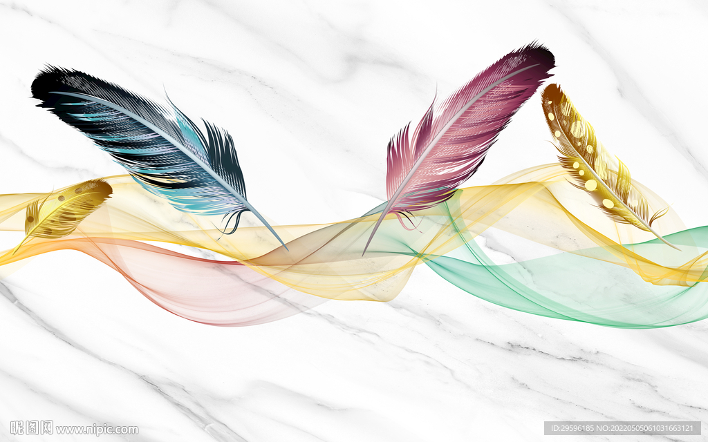 羽毛高清电视背景墙 TIF分层