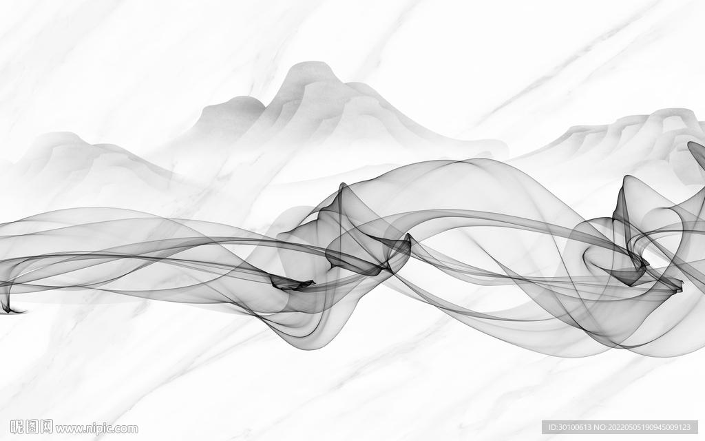 爵士白最新款山水画 tif分层