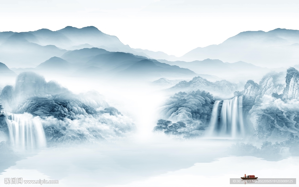 现代最新款山水画 tif分层