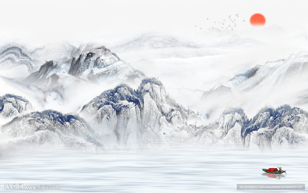 中国风最新款山水画 tif分层