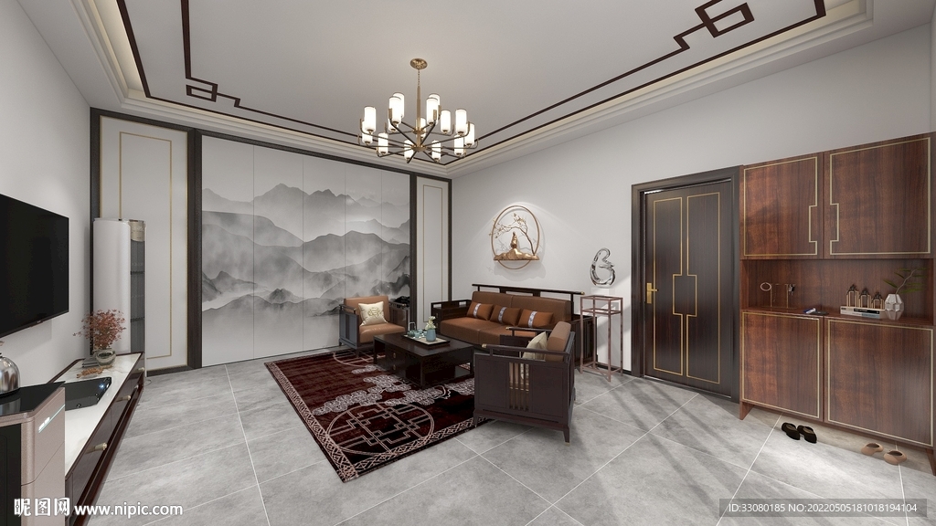 中式客厅装修效果图