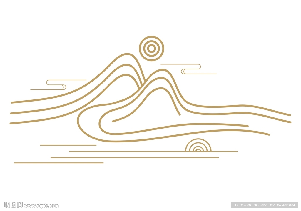 矢量中国风创意古典山纹云纹水纹