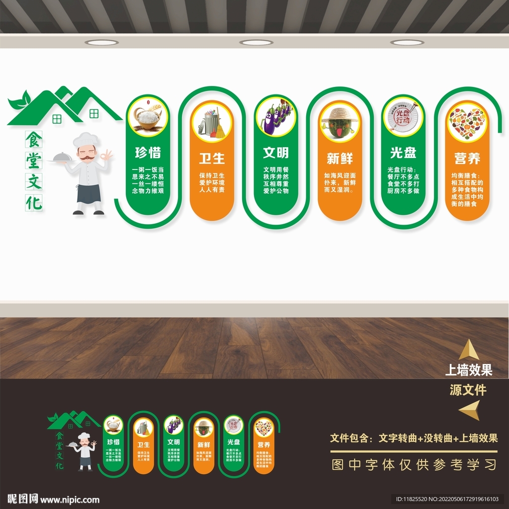 食堂文化墙标语海报展板