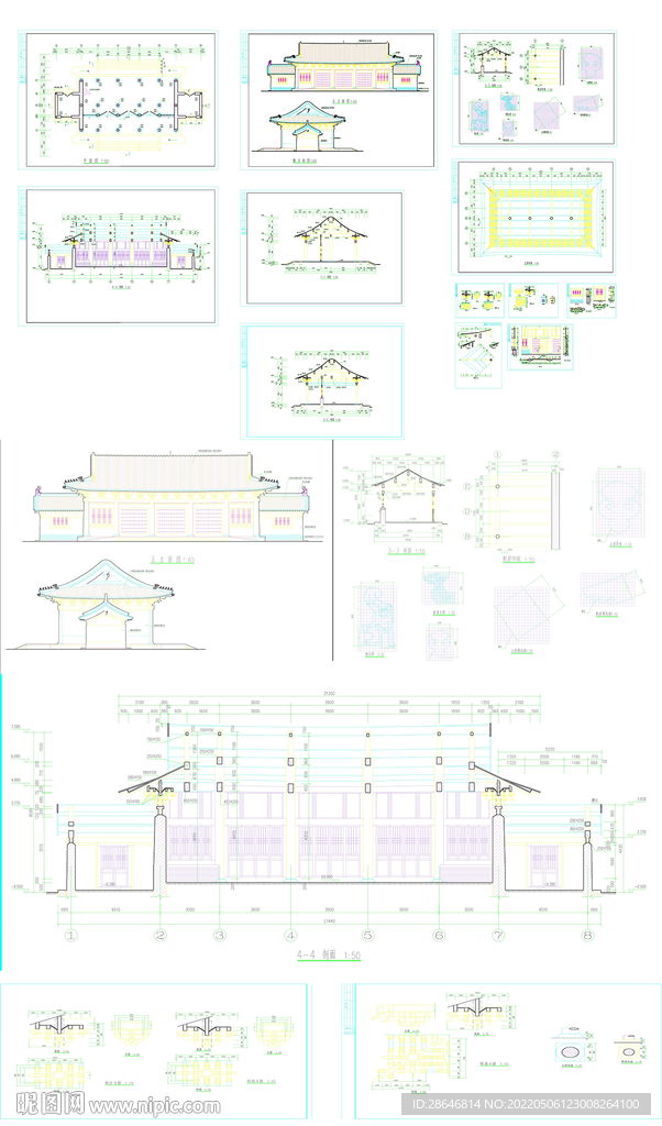 新中式大门CAD图纸