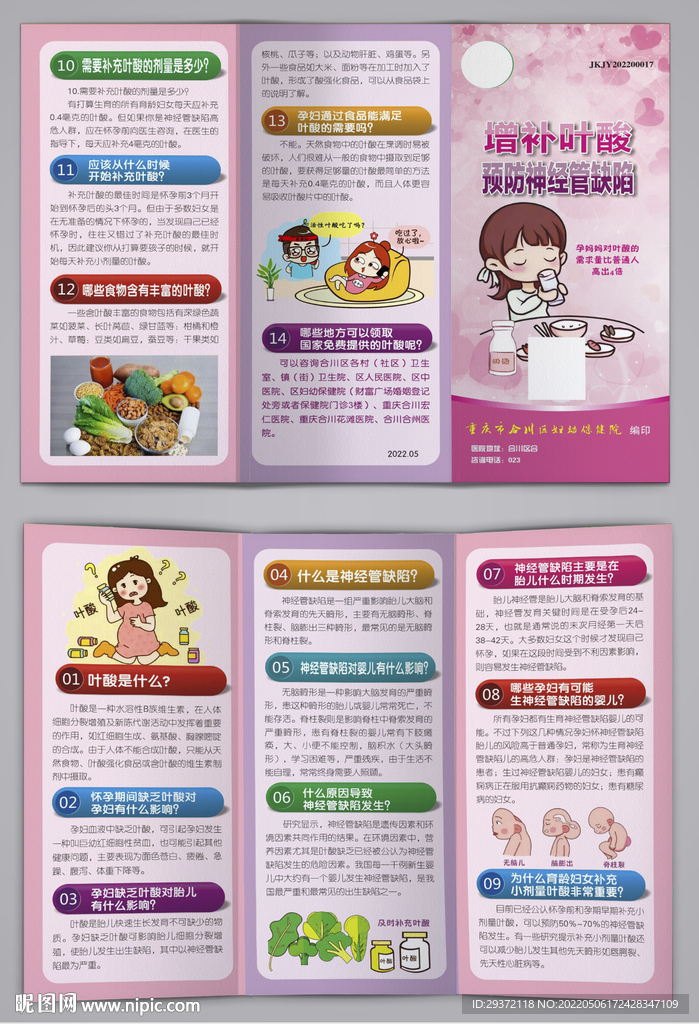 增补叶酸预防神经管缺陷三折页