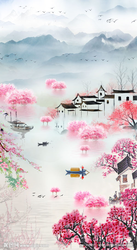 江南水乡水墨山水