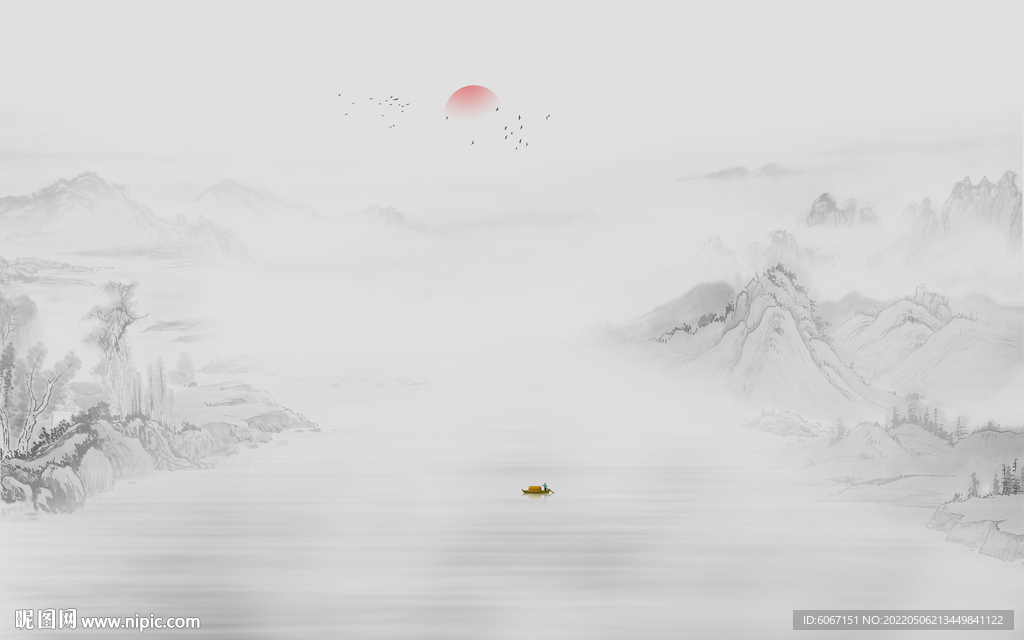 新中式客厅山水墙画