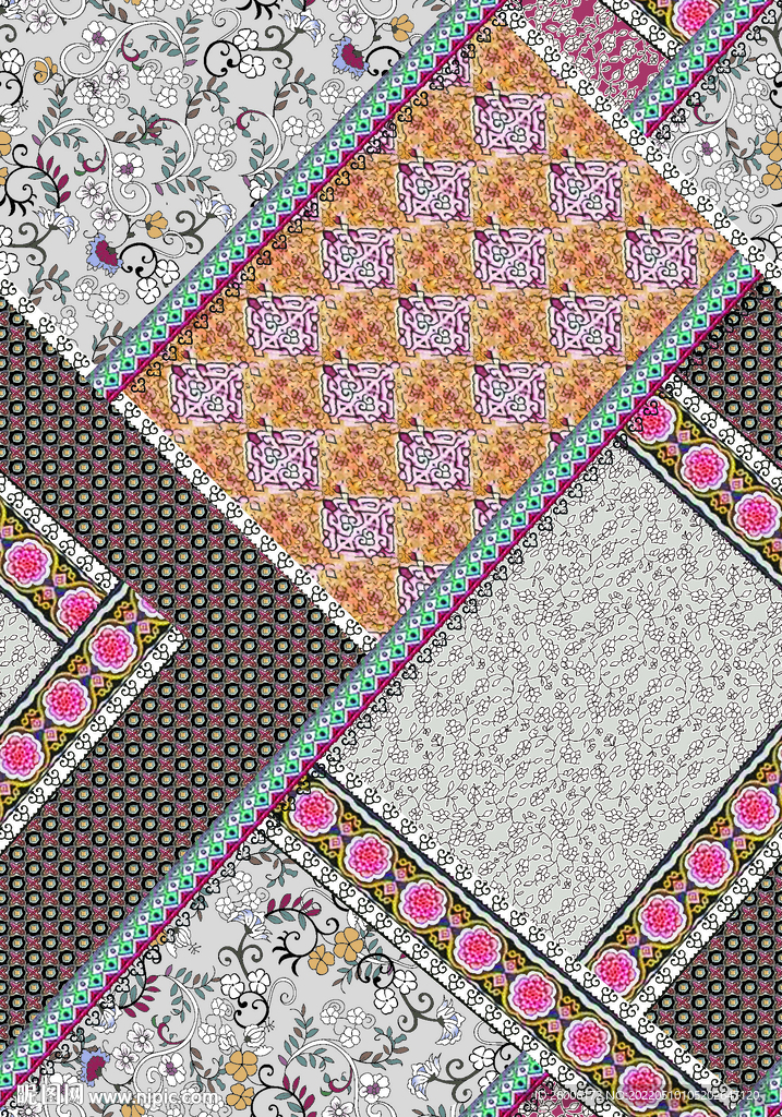 大牌花 手绘小花 数码印花 