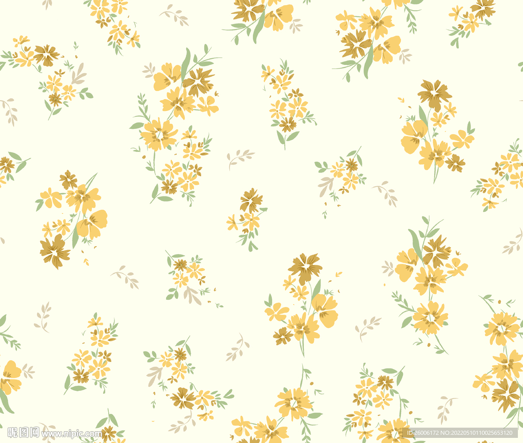 大牌花 手绘小花 数码印花 