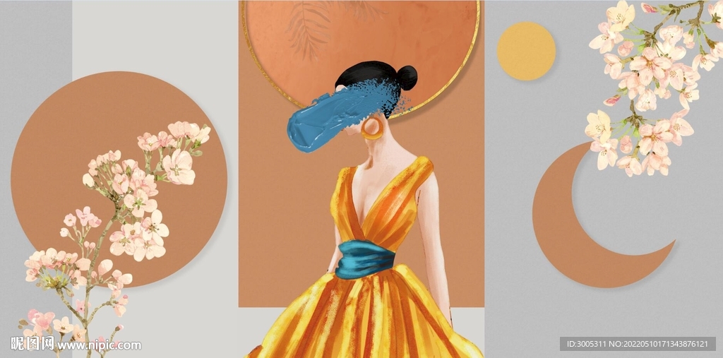 装饰画 美女 花