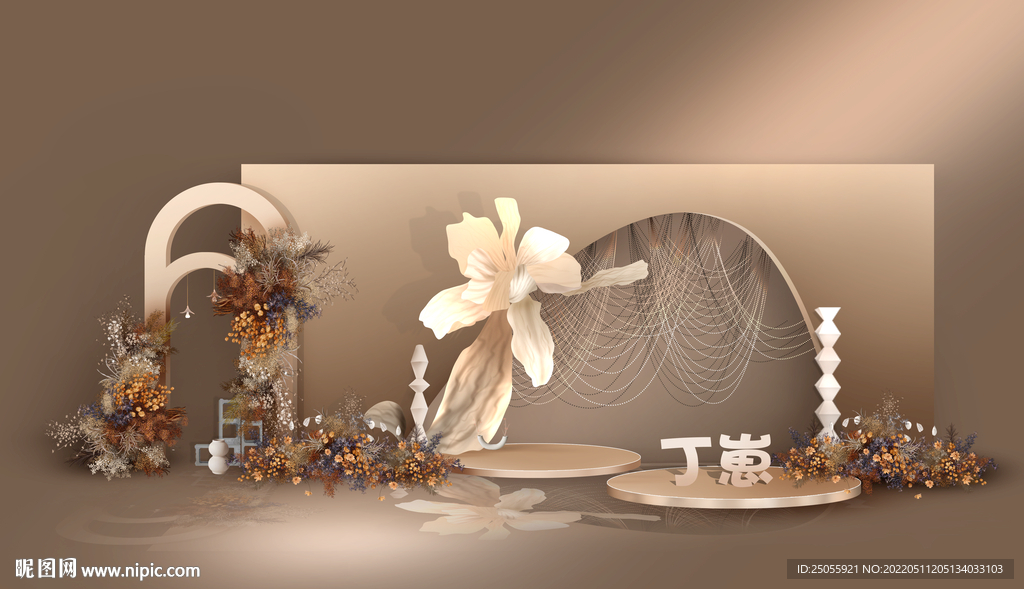 高级香槟色婚礼迎宾区效果图