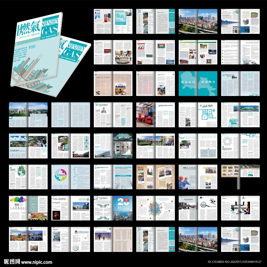 蓝色素雅内刊word设计模板