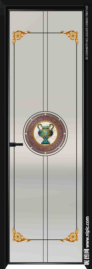 高清分层透明底平开门打印图