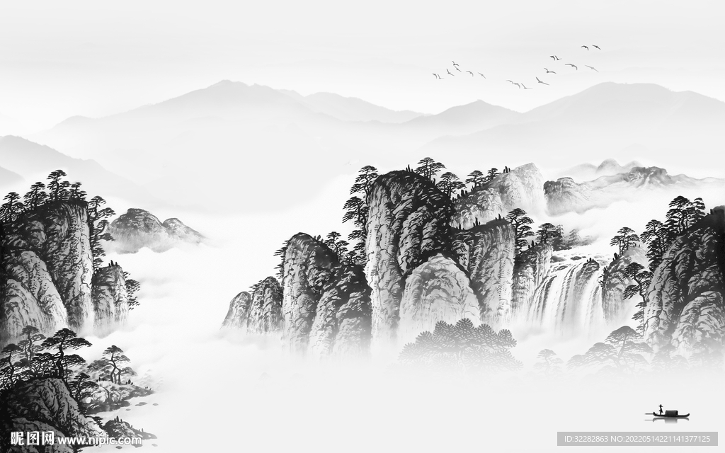 意境灰色风景山水 TIF分层