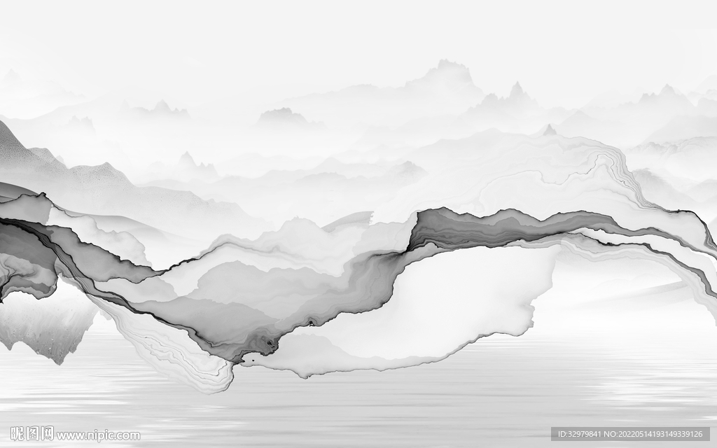 爆款客厅画山水图 tif分层