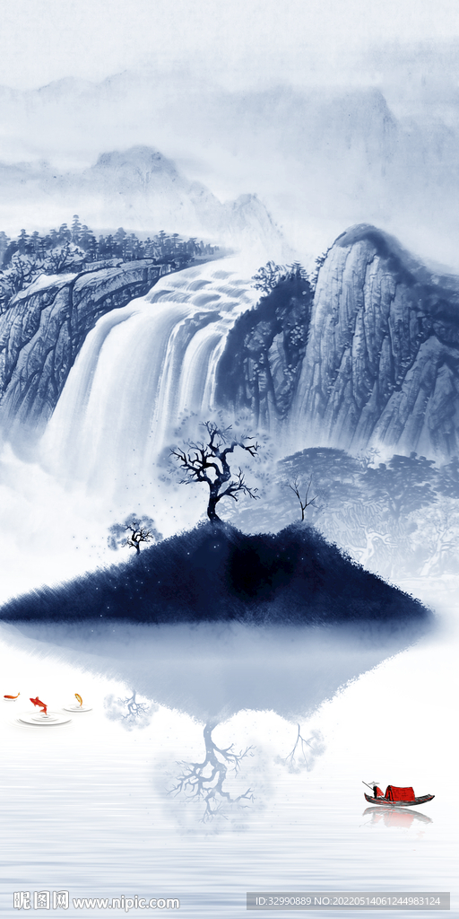 意境中式玄关山水 Tif分层