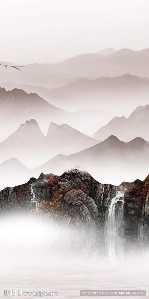 简约 中式玄关山水 Tif分层