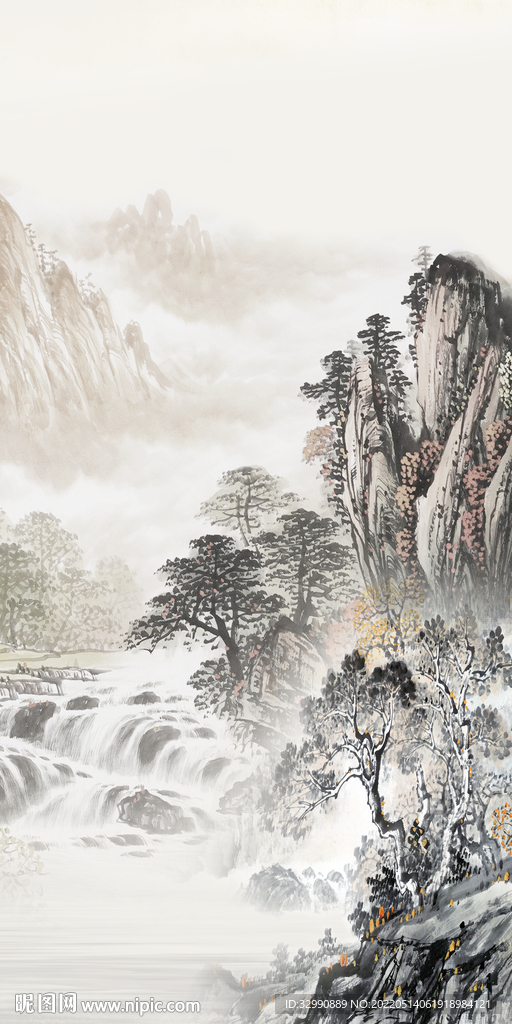 古风中式玄关山水 Tif分层