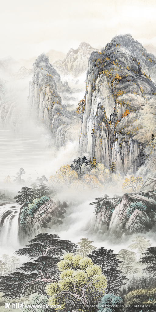 新品中式玄关山水 Tif分层