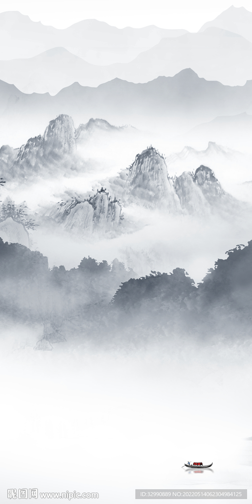 新款中式玄关山水 Tif分层