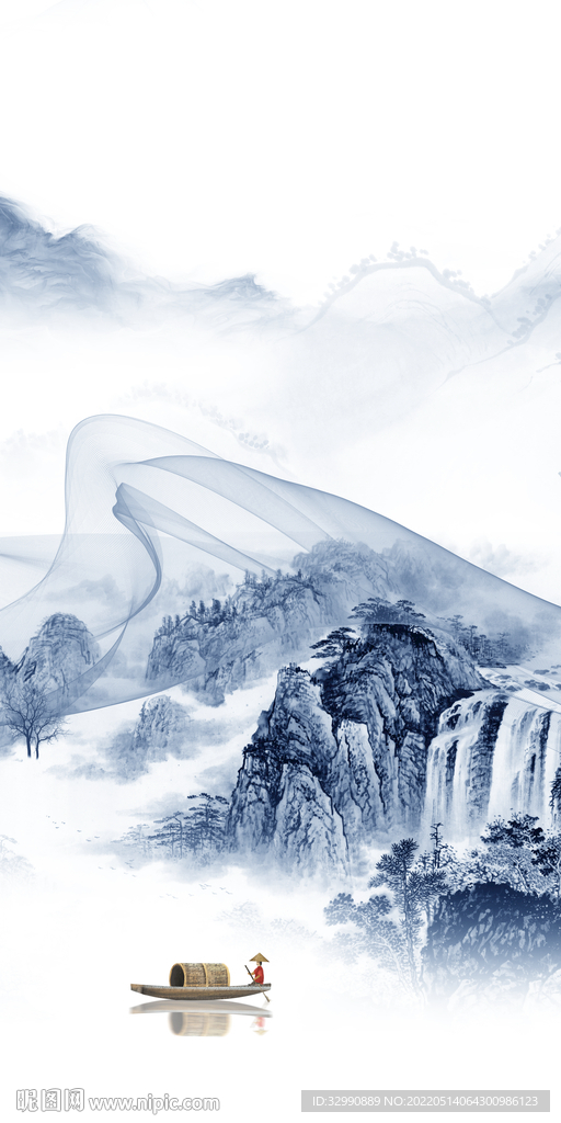 极简玄关风景山水 TIF分层