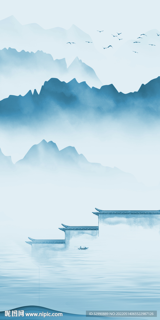 背景墙墙画玄关山水 TIF分层