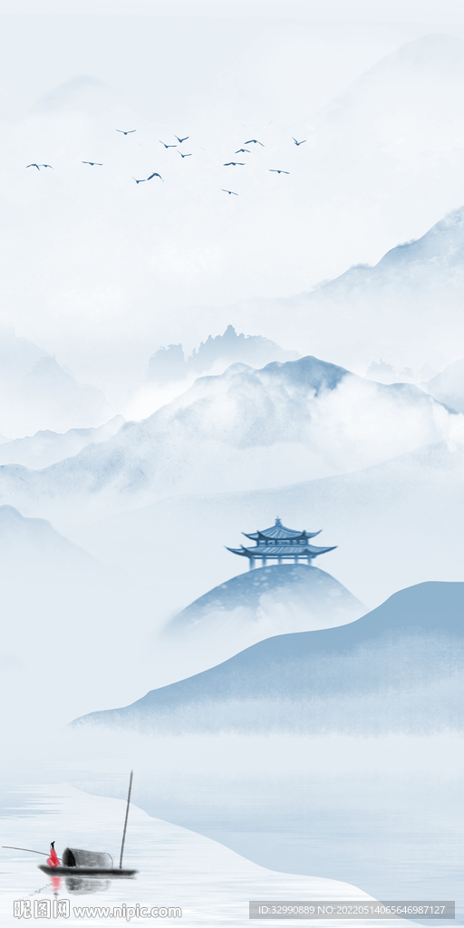 背景墙玄关风景山水 TIF分层